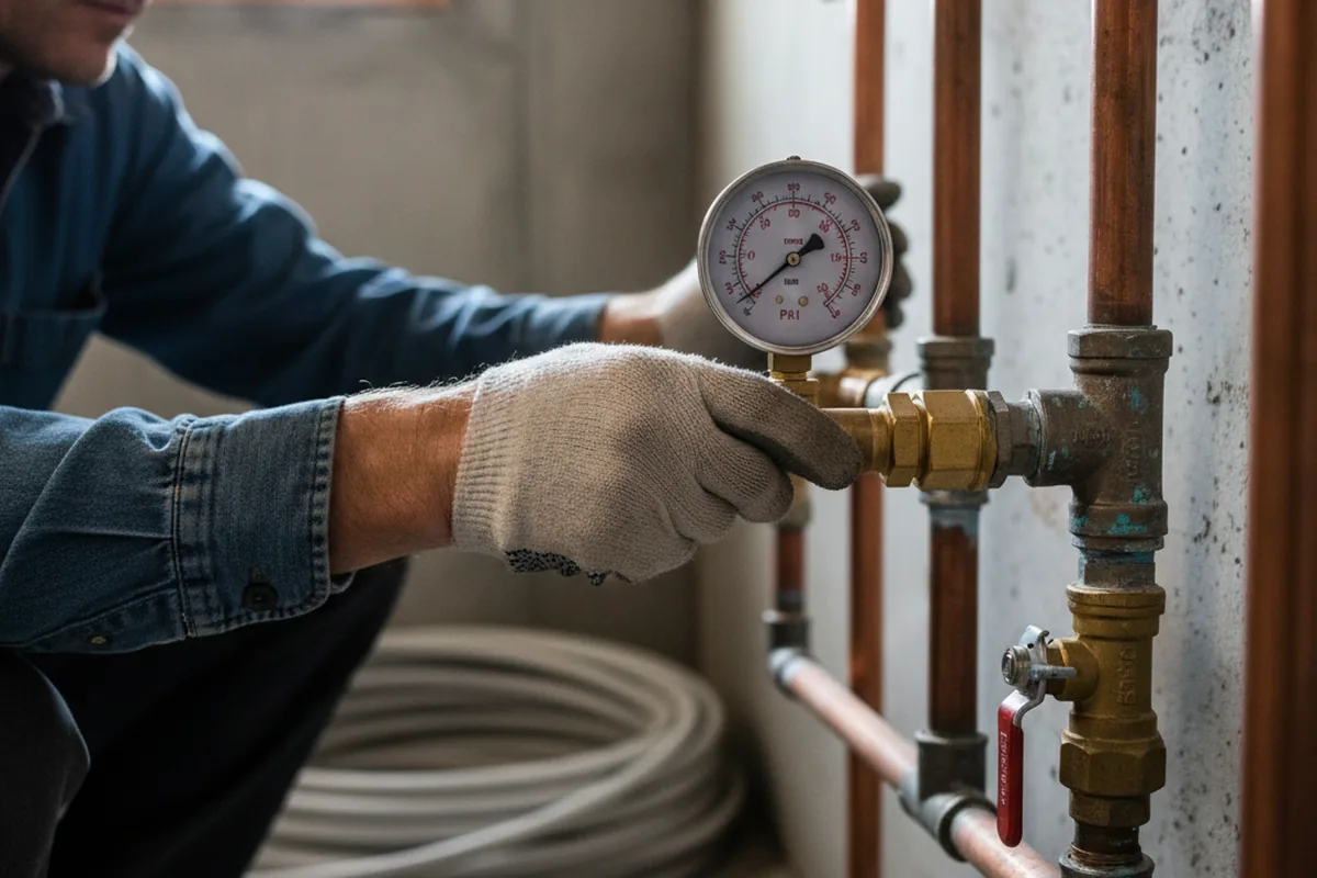 Pressure testing a repaired line during Water Line Repair in Rutland